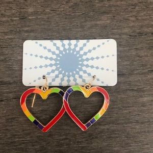 Modcloth Radiant Rainbows Heart Earrings
